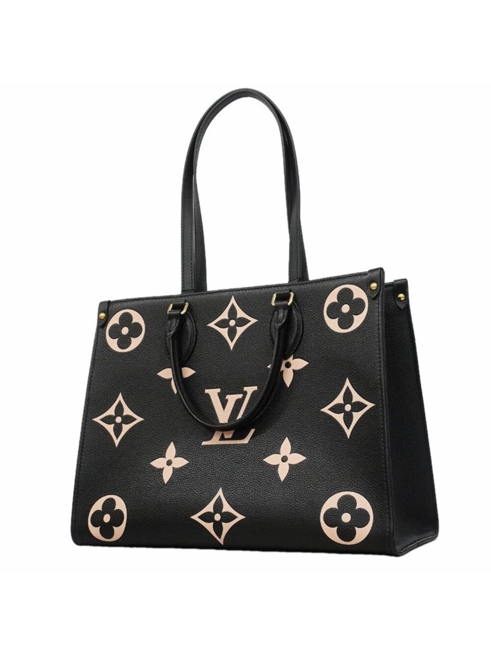 Louis Vuitton Tote Bag Monogram Empreinte Bicolor On The Go MM Black Beige 2-Way